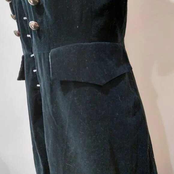 💥ULTRA CHIC💥Steampunk Victorian Military Longline Coat in Black Velvet - Picture 5 of 12